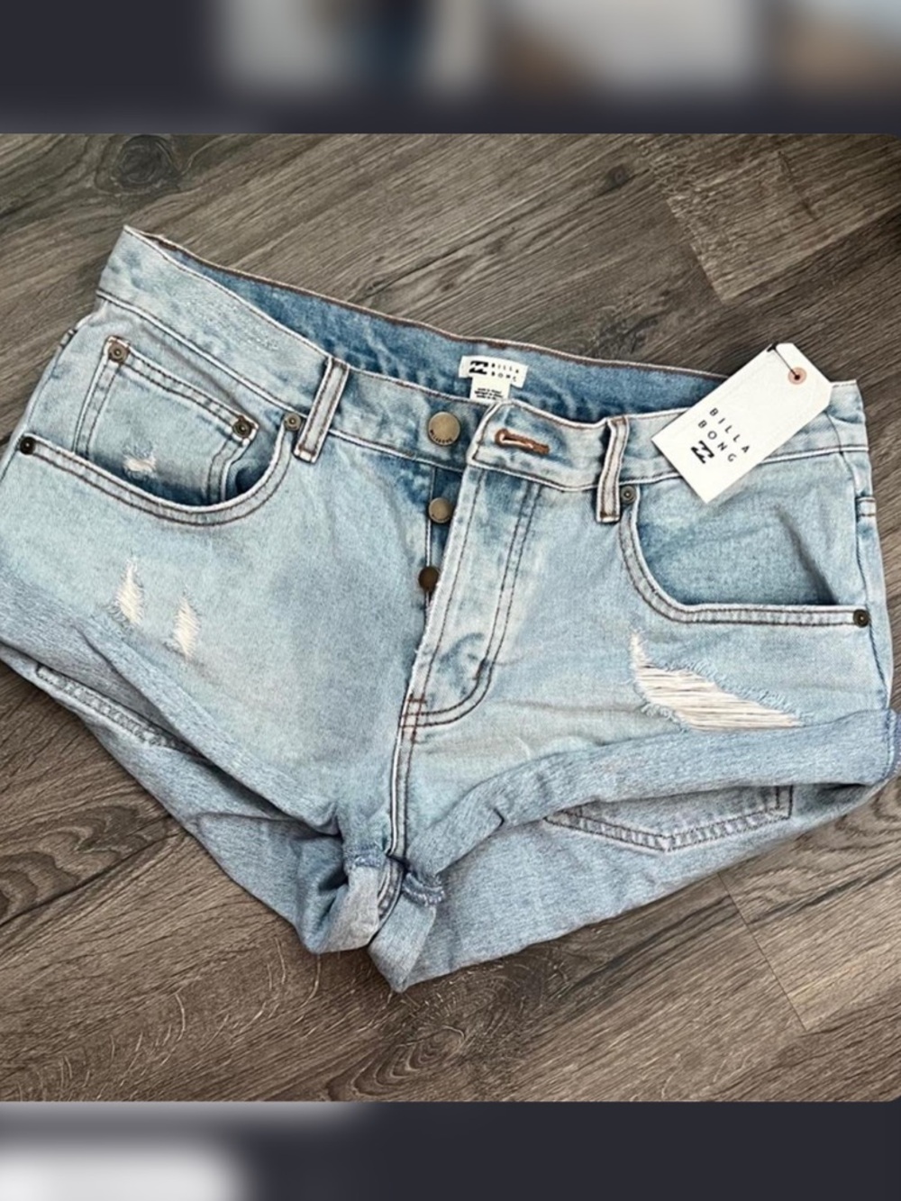 Billabong Denim Distressed High-Rise Women’s Shorts - Light Blue